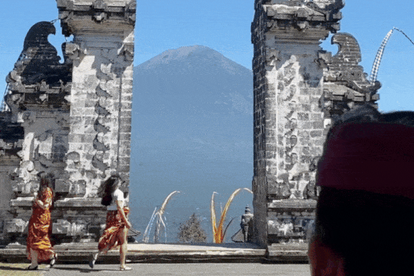 Posing at Pura Lempuyang Gates of Heaven in Bali