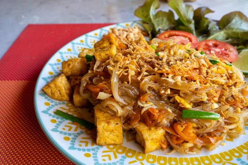 Tofu pad thai at The Namkhan in Luang Prabang in Laos