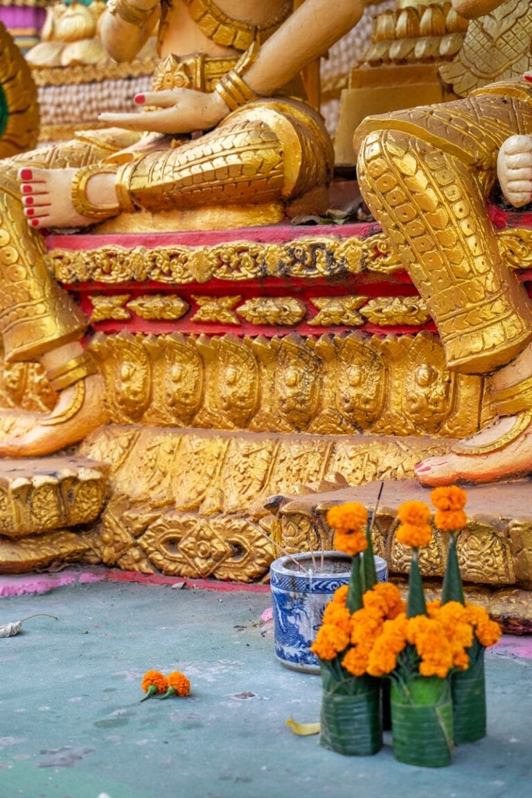 Offerings at Wat Si Muang in Vientiane Laos