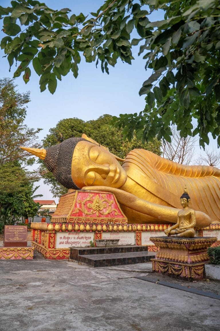 Reclining Buddha statue at Wat That Khao in Vientiane Laos