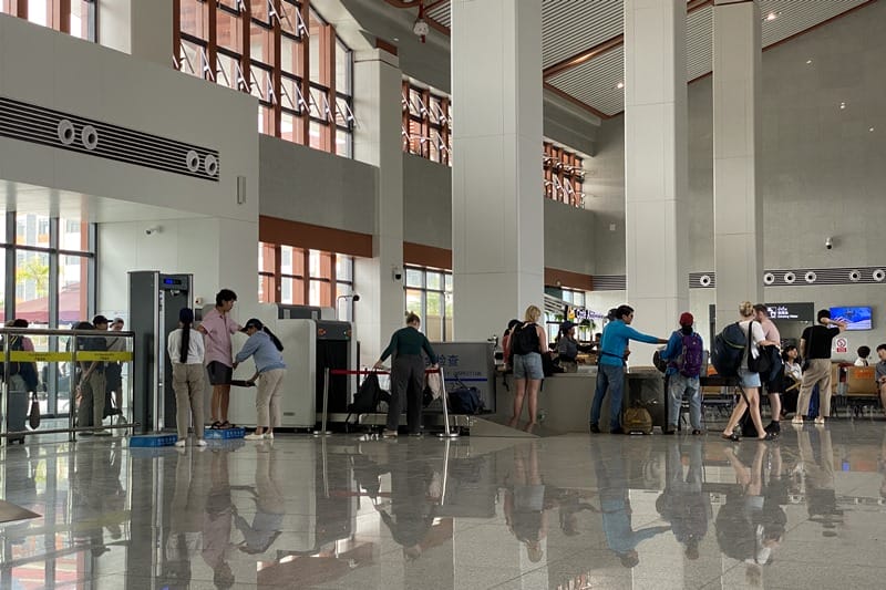 Security check at Laos high speed rail station