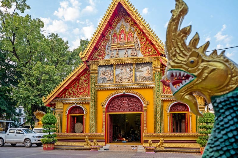Temple at Wat Si Muang in Vientiane in Laos