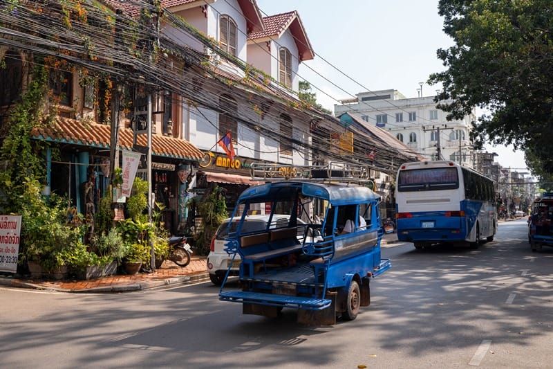 Tuk tuk in central Vientiane Laos