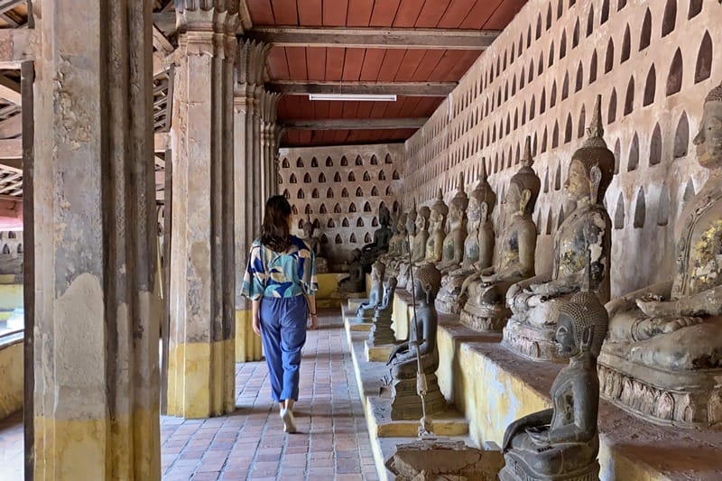 Walking through Wat Sisaket in Vientiane Laos