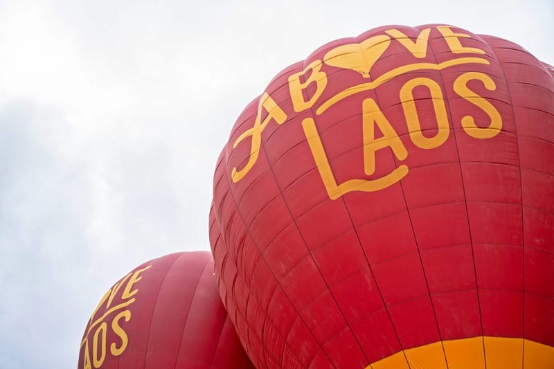Above Laos ballooning in Vang Vieng Laos