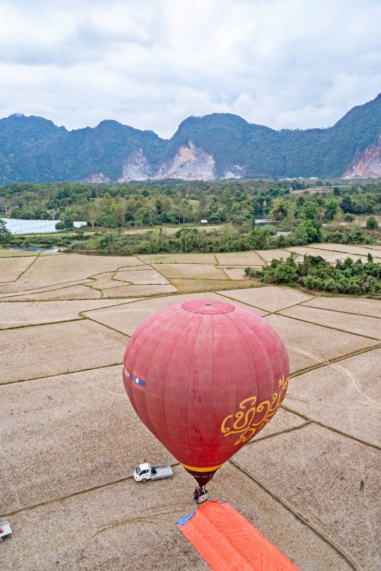 Above Laos hot air balloon in Vang Vieng Laos