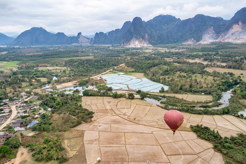 Hot air balloon flight in Vang Vieng Laos