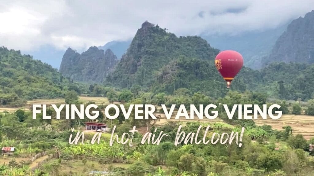 Hot air balloon in Vang Vieng in Laos video thumbnail