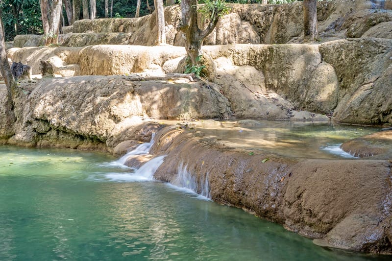 Long exposure of lower pool of Tat Sae Waterfall in Luang Prabang Laos