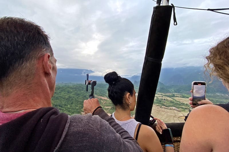 Other passengers hot air ballooning in Vang Vieng Laos