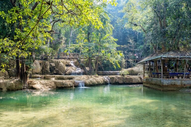 Visiting Tad Sae Waterfall in Luang Prabang in Laos
