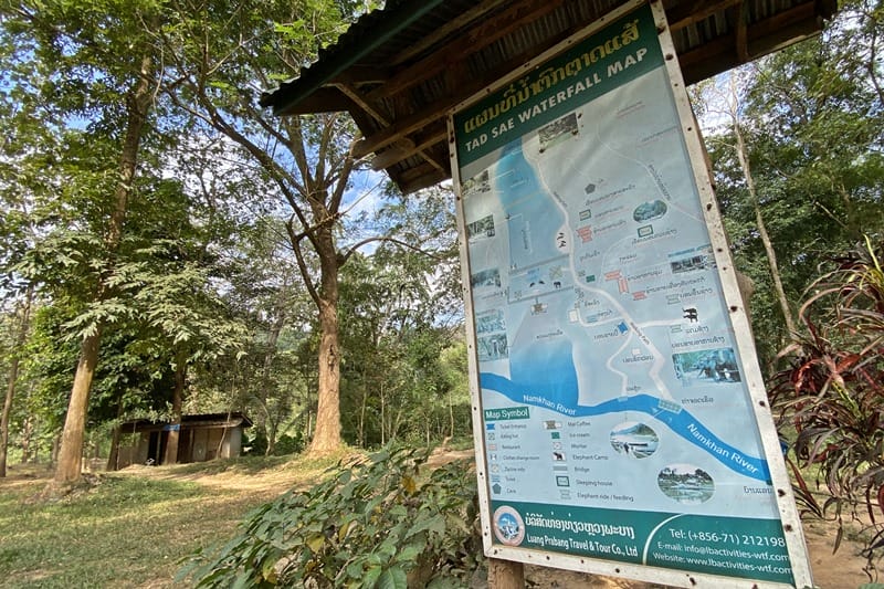 Tad Sae Waterfall map in Laos
