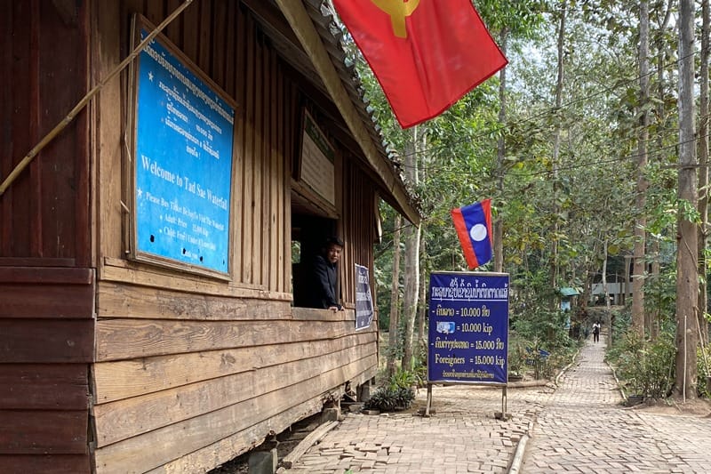 Ticket booth at Tad Sae Waterfall in Luang Prabang Laos