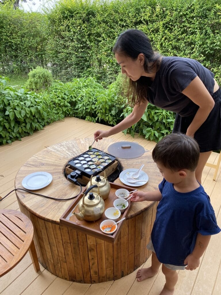 Making khanom krok at Marasca Khao Yai in Thailand