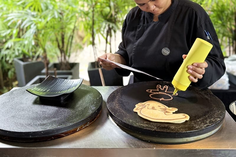 Cartoon pancakes at The Slate breakfast buffet in Phuket Thailand
