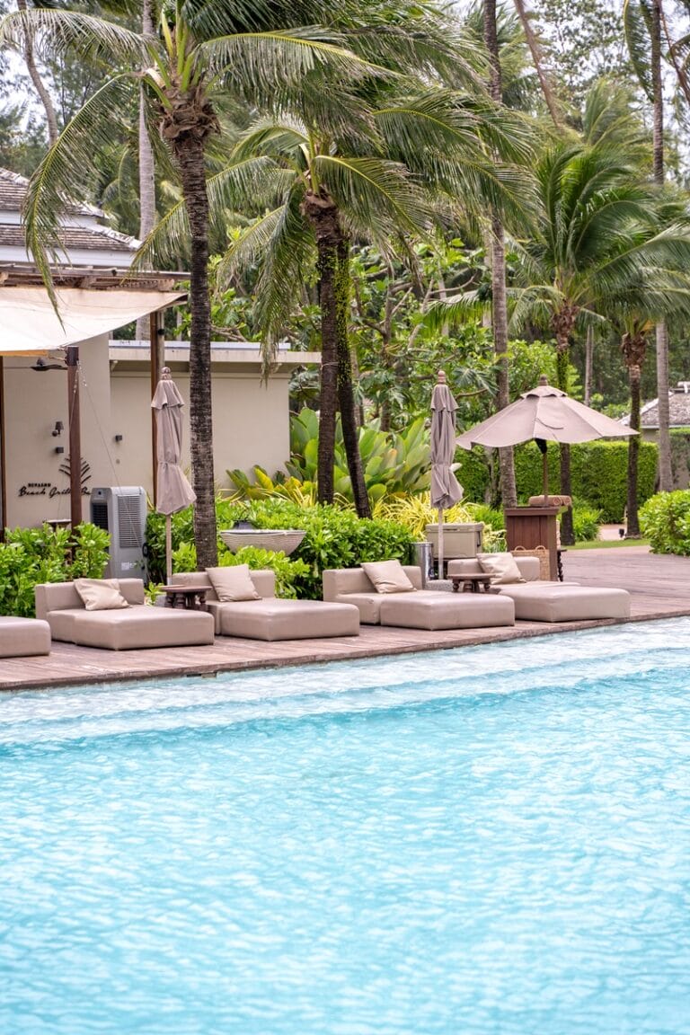 Deck chairs at Devasom Khao Lak in Thailand