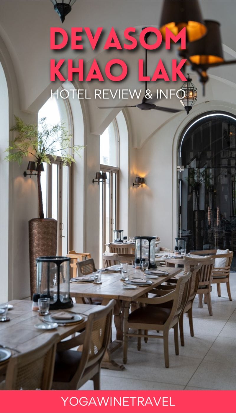 Restaurant at Devasom Khao Lak in Thailand with text overlay