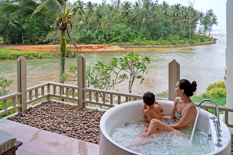 Outdoor jacuzzi at Devasom Khao Lak in Thailand