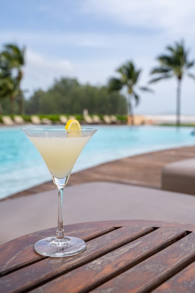 Poolside cocktails at Devasom Khao Lak in Thailand