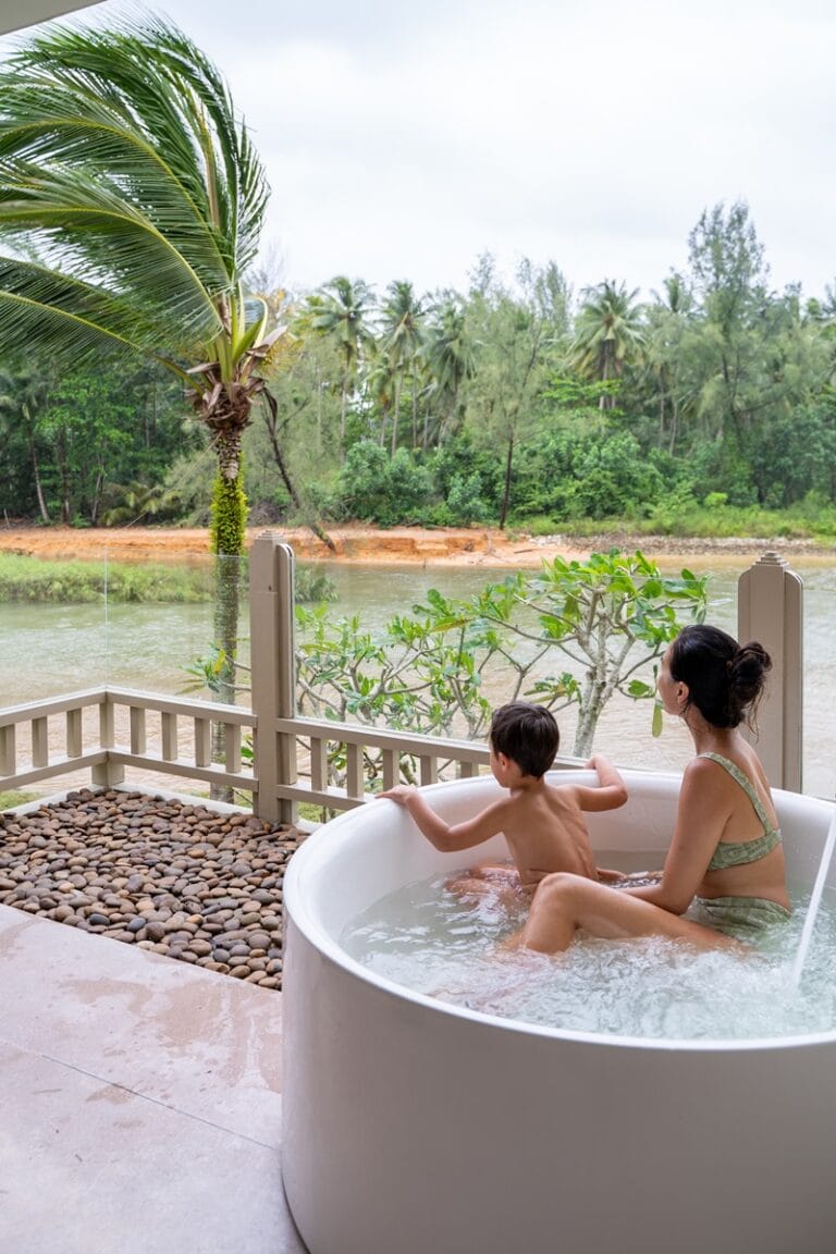 Seaside Junior Suite with Jacuzzi at Devasom Khao Lak in Thailand spa bath
