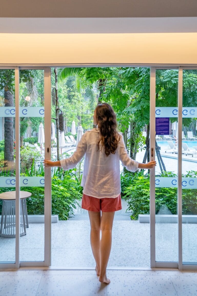 Walking out of the Premium Deluxe Pool View room in Tropicale Wing of Centara Karon Resort in Phuket Thailand