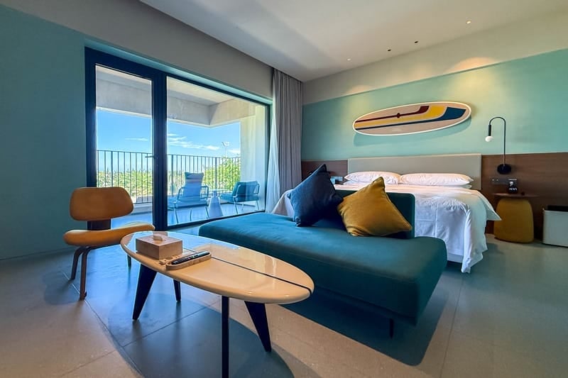 Hotel room at Uechao Hotel at Riyue Bay Surf Resort in Hainan China