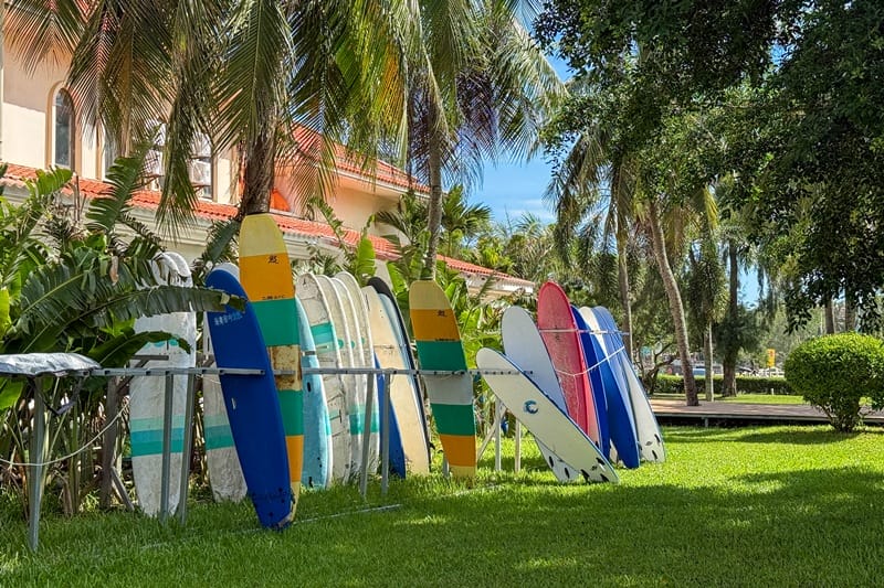 Surfboards at Riyue Bay in Wanning Hainan China