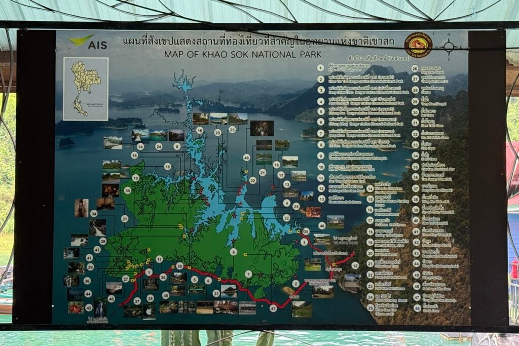Map of Khao Sok National Park in Thailand