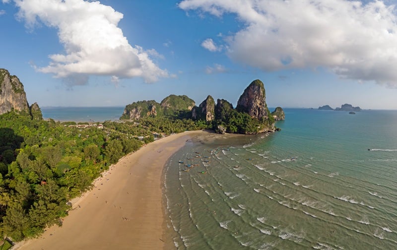 Railay West Beach drone photo Thailand landscape