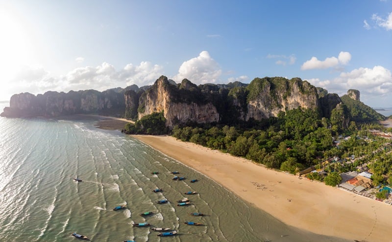 Railay West Beach drone photo Thailand landscape