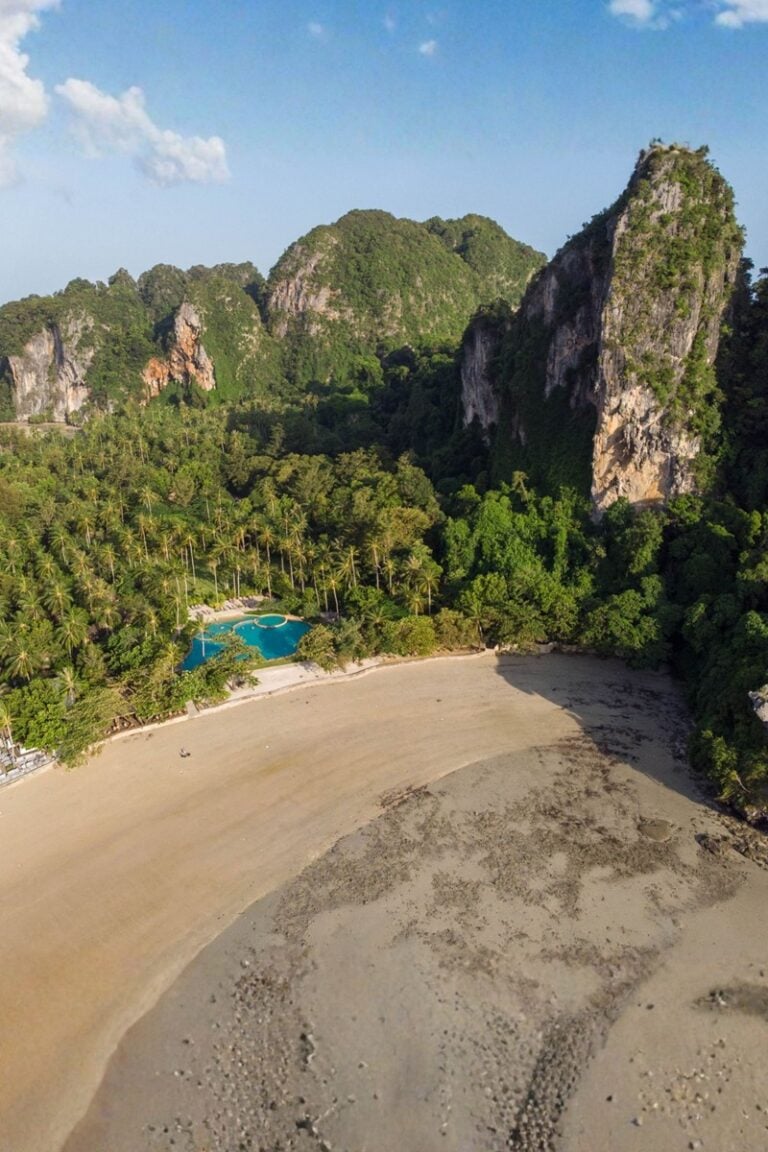 Railay West Beach drone photo Thailand portrait