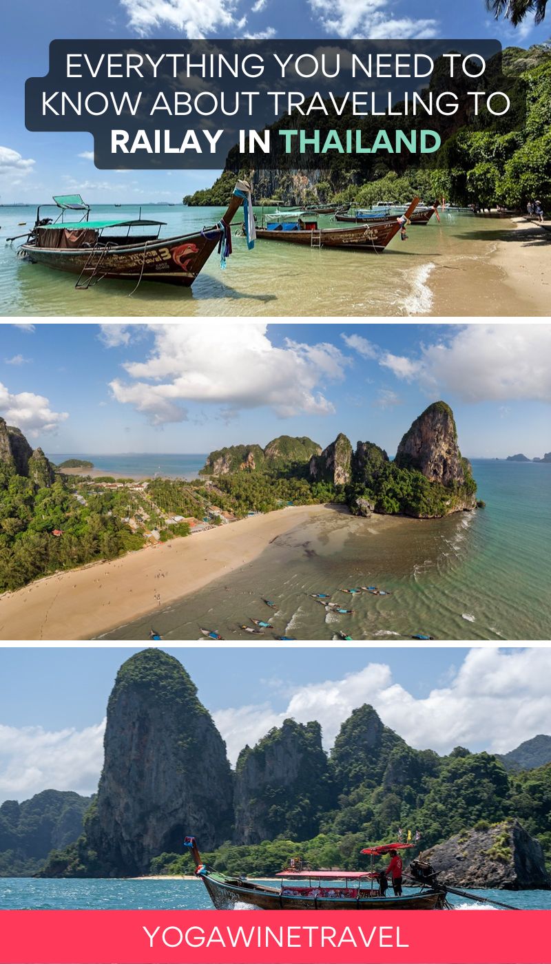 Photo collage of Railay in Krabi Thailand with text overlay
